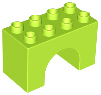 Duplo blok 2x4x2 met ronde inkeping / boog 2x2 onderkant Lime