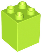 Lego Duplo blokken : 2x2x2 lime 31110