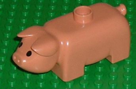 Lego Duplo dieren : varken groot tweede editie zwarte ogen