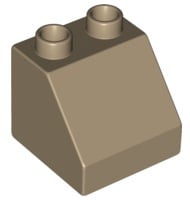 Lego Duplo bouwsteen 45 graden aflopend donker beige  6474