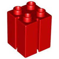 Duplo blokken : 2x2x2 rood met verticale groeven 41978