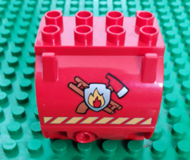 Lego Duplo 2-delige brandweer tank met logo en gele strepen