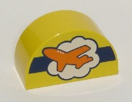 Lego Duplo halfrond geel vliegtuig blok 2 x 4 x 2 31213pb017