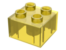 Duplo blokken 2x2 - bouwsteen doorzichtig geel