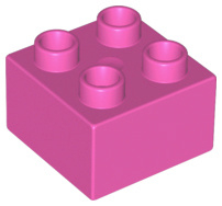 Duplo blokken 2x2 - bouwsteen donker Roze nieuw /ongebruikt