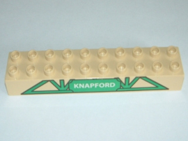 Lego Duplo, baksteen 2 x 10 met groen roosterpatroon en Knapford-logo 2291pb01