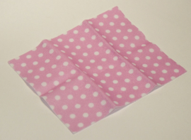 Duplo kleedje roze met witte stippen nieuw