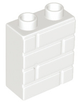 Legp Duplo blokje 1x2x2 met stenen muur profiel 25550 wit