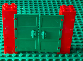 Duplo deuren set boerderij of dierentuin rood met groene deuren