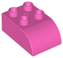 Lego Duplo blok/steen 2x3 met gecurvde bovenkant donker roze