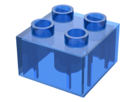 Lego Duplo blokken 2x2 - bouwstenen doorzichtig blauw