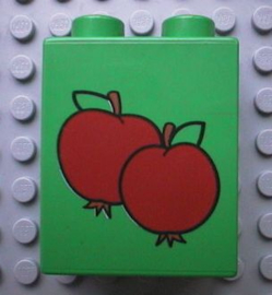 Lego Duplo blok 1x2x2 met met 2 Appels Patroon 4066pb089