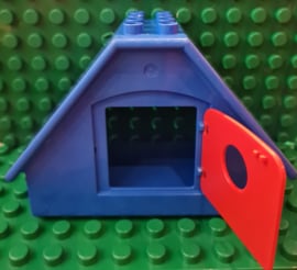 Lego Duplo dak blauw groot 4 x 8 x 5 met rood raampje