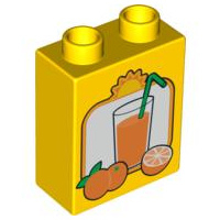 Lego duplo blok 1x2x2 geel met sinaasappelsap 76371pb007
