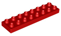 Lego Duplo bouwplaat 2x8 x1/2 rood