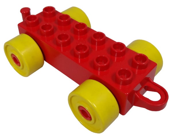 Vegen Opgetild Wanorde Duplo auto/trein aanhanger 2x6 rood met gele wielen en gesloten haak | Duplo  auto, motor en boot | Tweemaal Lego Duplo