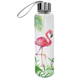Waterfles glas flamingo ★ PPD