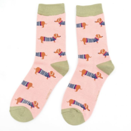 Bamboe sokken Parisian Pups Dusky Pink ★ Miss Sparrow