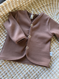 Babyshirtje ribtricot bruin