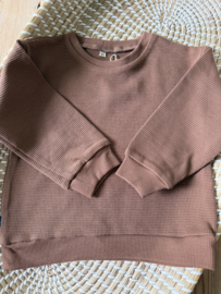 Oversized sweater wafel bruin