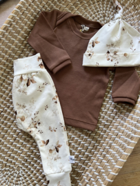 Shirt envelophals fijne rib bruin