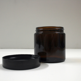 amberkleurig glazen potje met zwart deksel 60 ml, 10st