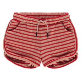 Kids Short Toweling - Stripe Pomegranate - Mingo