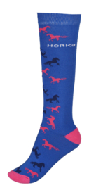 ❆ Horka sokken paard | kobalt blauw/roze