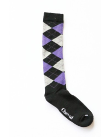 ❆ HB sokken ruit | zwart/paars