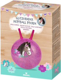 Paarden glitter skippybal | roze