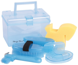 Mini poetskist met borstels | blauw
