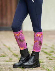 HKM Paardrijsokken Ponyclub | roze
