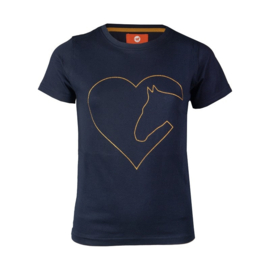 Red Horse t-shirt Toppie | blauw met rosé goud