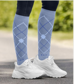 ELT paardrijsokken Argyle | blauw-grijs