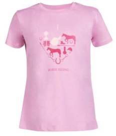 HKM kinder t-shirt I love horse riding | roze