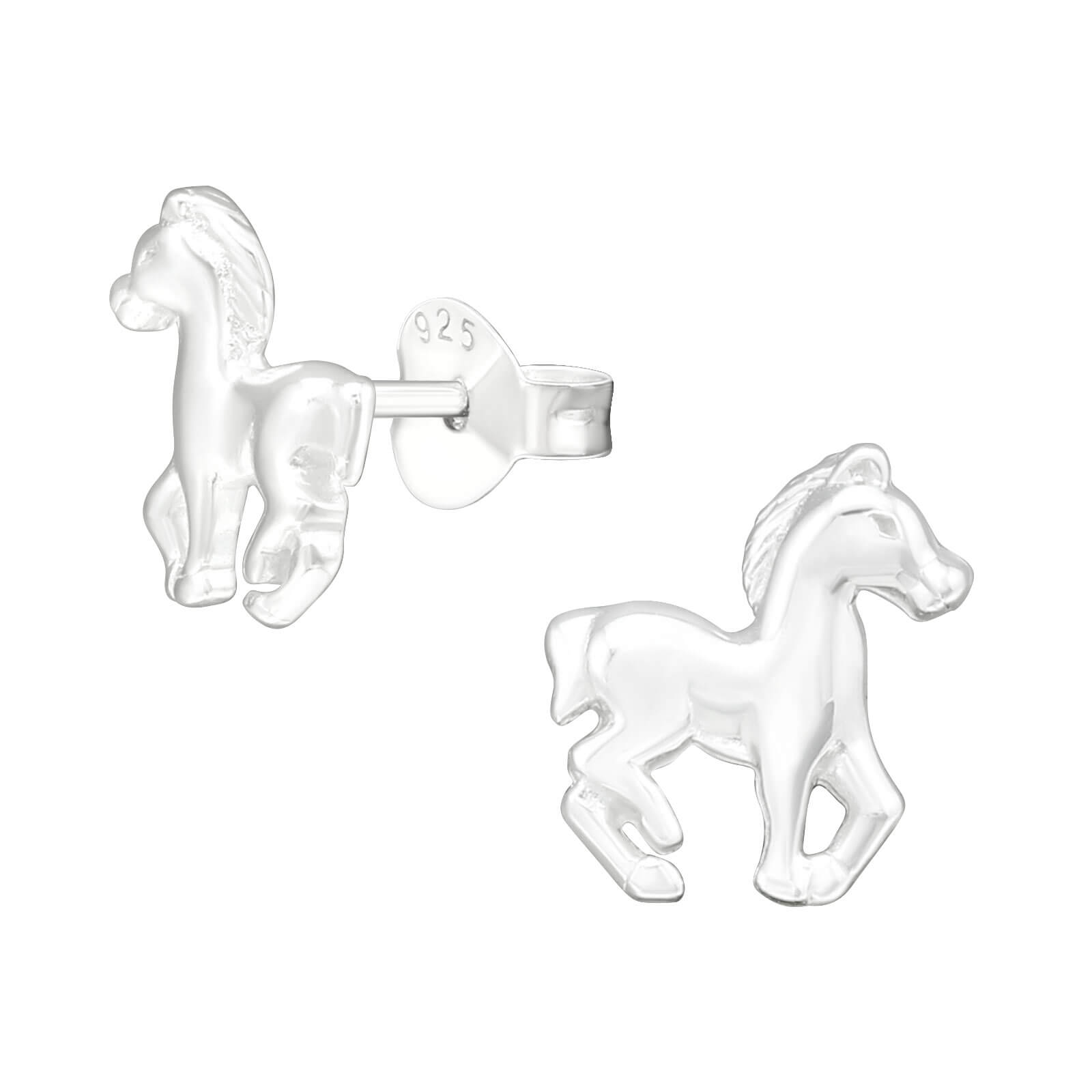 Zilveren kinderoorbellen paard