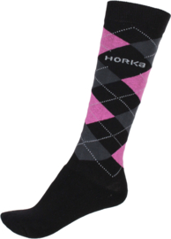 ❆ Horka sokken ruit | zwart/roze