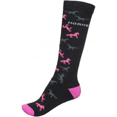 ❆ Horka sokken paard | zwart/roze