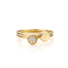 Stapel Diamant en Letter | 2 ringen