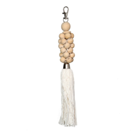 Decoratieve hanger - Raffia Fishbone Keychain - Natural White