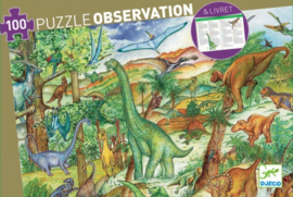 Djeco - Observatiepuzzel + Boekje - Dinosaurussen - 100 stuks