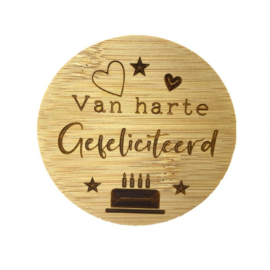 Bamboe deksel - Van harte Gefeliciteerd