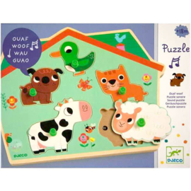 Djeco - Inlegpuzzel Ouaf Woof met geluid