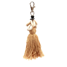 Decoratieve hanger - De Cowrie Tassel Keychain - Mocca