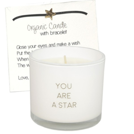 Geurkaars met Wens-armbandje - You are a Star