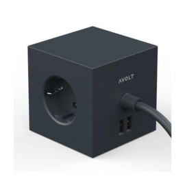 Avolt Square 1 USB + Magnet Stekkerdoos - Zwart