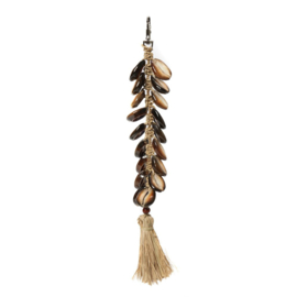 Decoratieve hanger - Raffia Fishbone Keychain - Natural Black