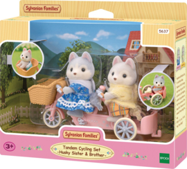 Sylvanian Families - Tandem fiets set - Husky zus & broer