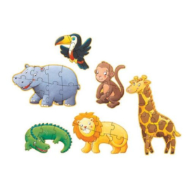 Djeco  - Puzzelset Marmoset en vrienden - 4, 6 en 9 stuks