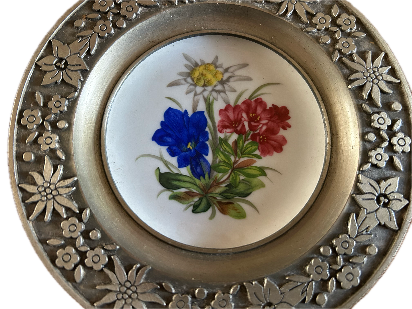 Antiek wandbordje met Edelweiss